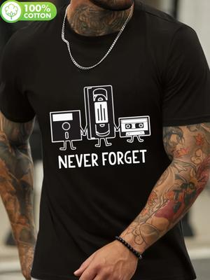 Never Forget Retro Cassette and VHS Gamer Tshirt - Dark G...