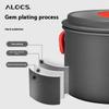 Alocs outdoor camping 3-4 person camping tableware set, foldable portable non-stick pan, food grade material