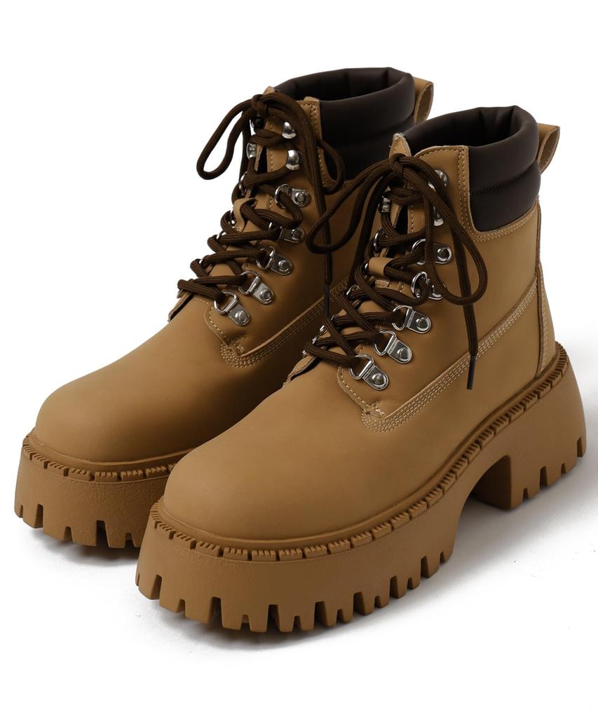 WEGO Platform Trekking Platform Korean Size Camel Women's Boots, Boots, Shoes, Style, Girly, Casual, Gift, Spring, Autumn, Winter, L,