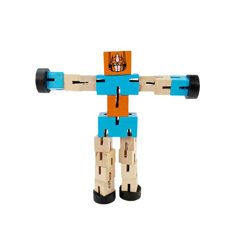 Best-Selling Wooden Transformer Cube Robot: Educational Building Blocks Toy for Kids