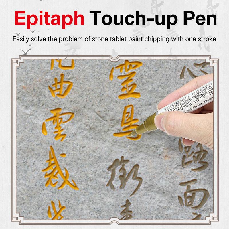 3Pcs Golden Tombstone Paint Markers Waterproof Weatherproof Pen for Restoring Faded Inscriptions on Granite