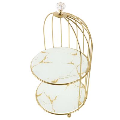 Suporte de Bolo Gaiola Dourada para Bolo Rack de Exibição de Cupcakes para Casamento Bandeja de Servir Sobremesas de Ferro Prateleira de Armazenamento para Decoração Bancada de Mármore