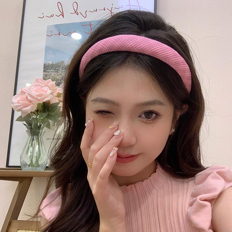 Rose Red Wide-brimmed Sponge Hair Band Women Fairy Temperament Headband Tweed Head Hoop Hairband Princess Girls Hair Accessories