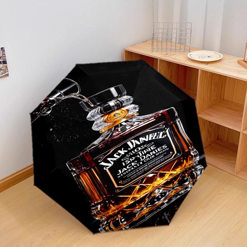 Parapluie Automatique Jack Daniel's Tennessee Whiskey - Parapluie Portable Adapté au Voyage en Plein Air Cadeau d'Anniversaire Indispensable Quotidien