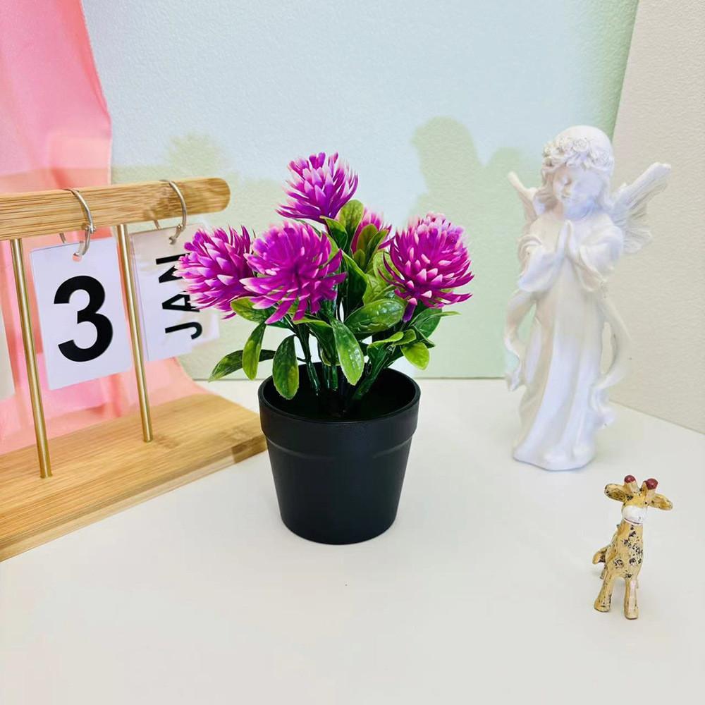 Chrysanthemum Flower Plastic Potted Plant For Balcony Desktop Plant Decoration
