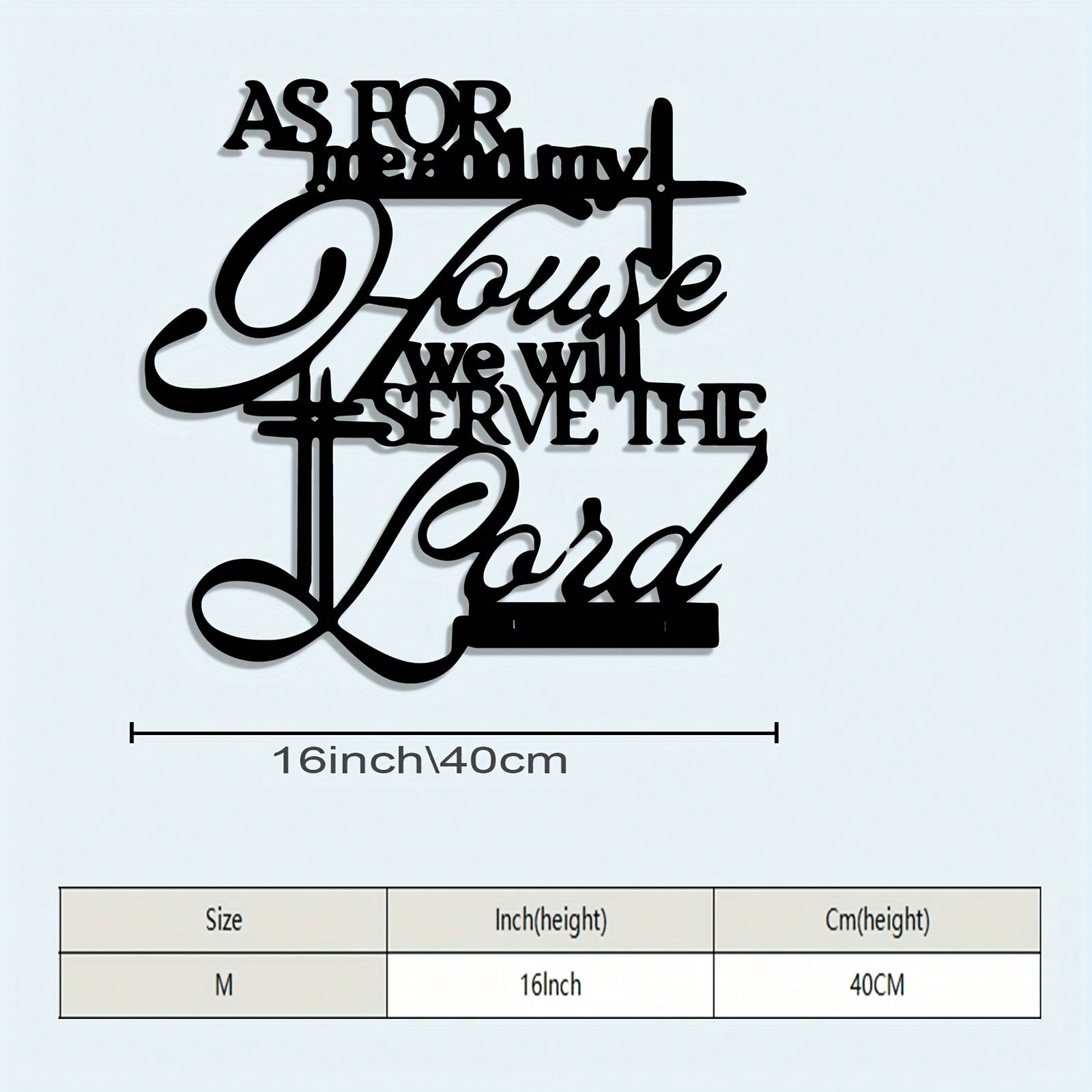 

Christian Bible Scripture Wall Decor Powder Coated Metal Religious Home Retro Elegant Font чорний