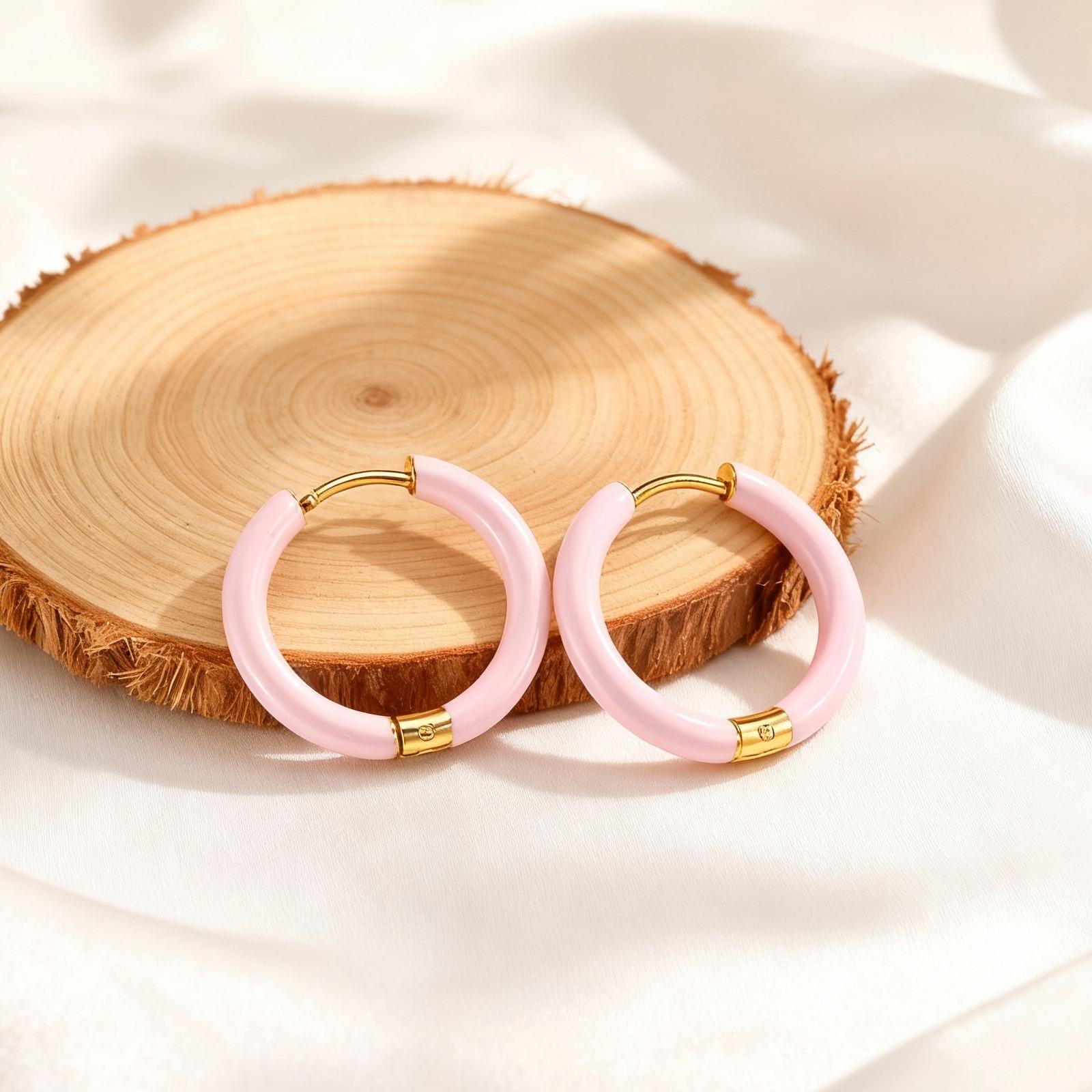 

Multi-colored Stainless Steel Hoop Earrings,Elegant Geometric Earrings for Women,Female Jewelry Party Gifts