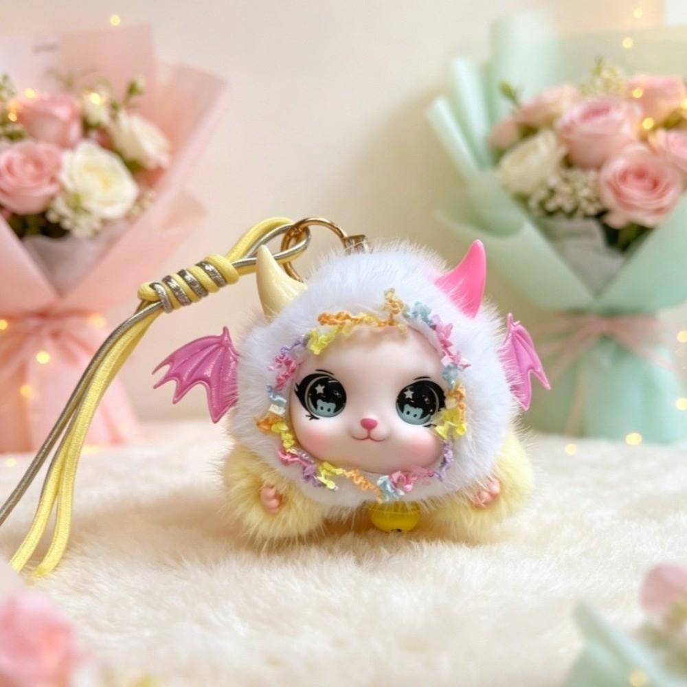 Devil Horns Plush Keychain Plush Plush Doll Keyring Bag Pendant Little Devil Horn Keychain Gift
