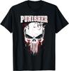 Marvel The Punisher Skull and Red Streaked Logo T-Shirt
