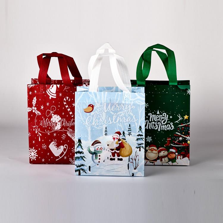 In-Stock Large Cartoon Christmas Non-Woven Tote Bag 2024 - High-Capacity Holiday Gift Bag for Christmas Eve Shopping