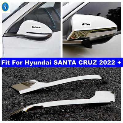 Car Rearview Mirror Streamer Decor Stripes Cover Trim For Hyundai SANTA CRUZ Stainless Steel Exterior ABS Accessories