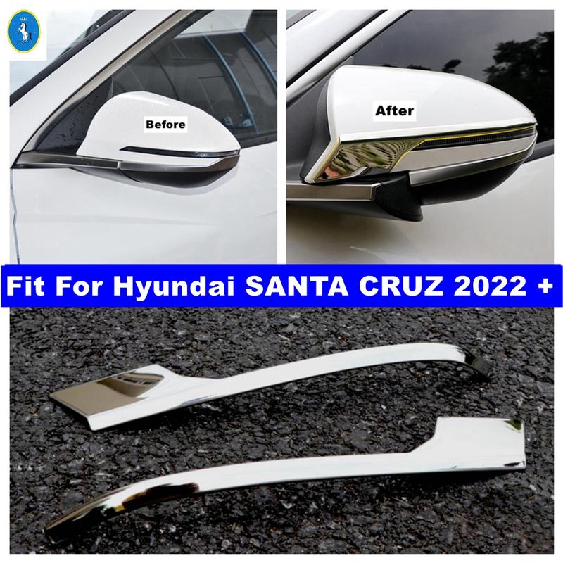 

Car Rearview Mirror Streamer Decor Stripes Cover Trim For Hyundai SANTA CRUZ Stainless Steel Exterior ABS Accessories
