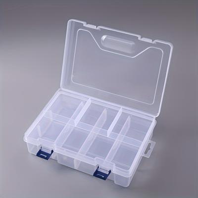 2 Pcs Double 8-cell Plastic Storage Box, Removable Luya Bait Fishing Gear Box, Large Desktop Storage Box, Fishing Line and Bait Organizer Box