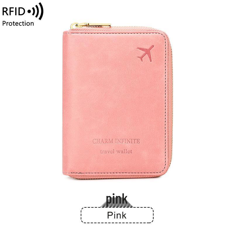 2024 RFID-Blocking Passport Holder: Multifunctional Zipper Travel Document Bag