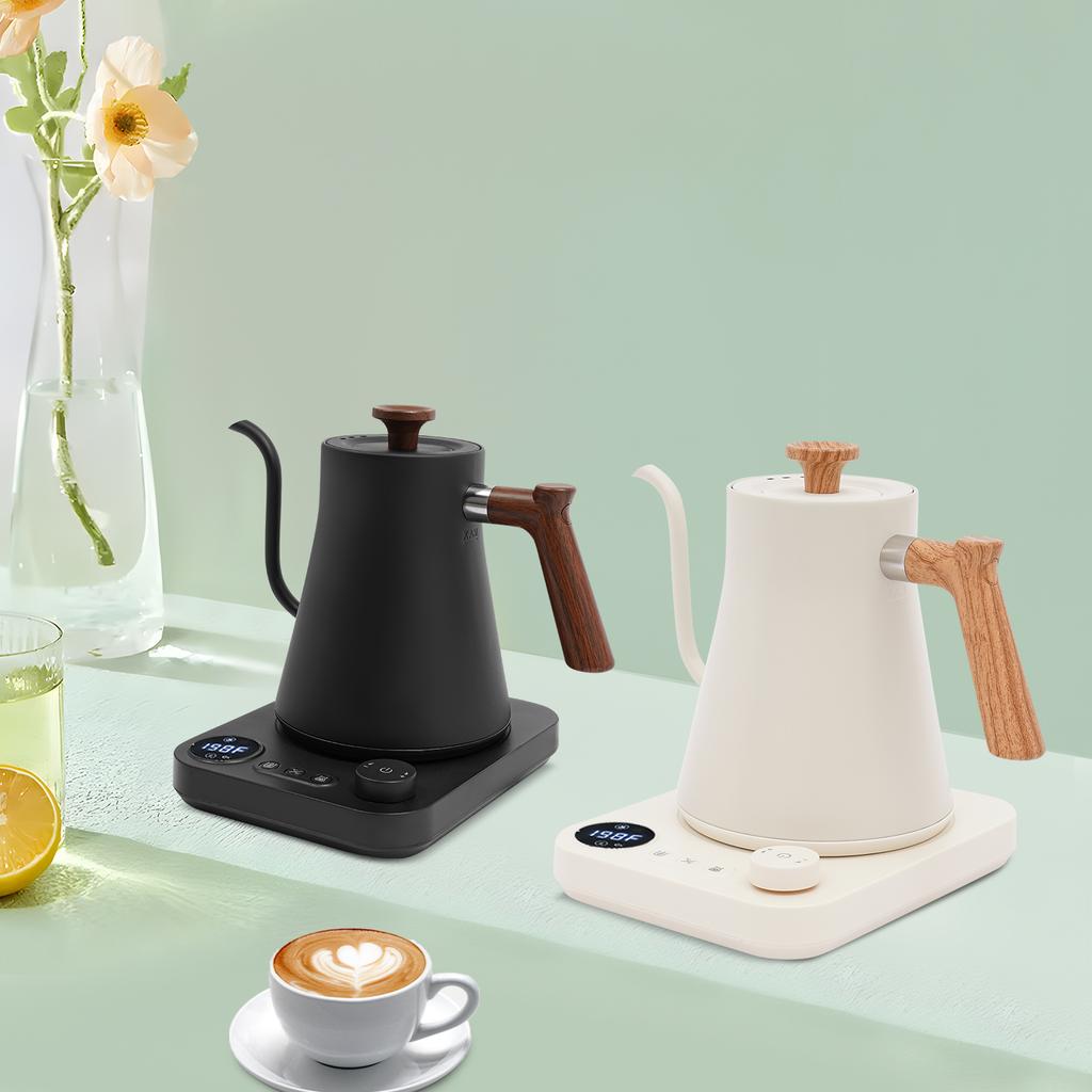 0.9 L Stainless Steel Electric Gooseneck Kettle,110V Black/ White 1200W Electric Kettle Tabletop 28*20.5*22cm for Home,Offices