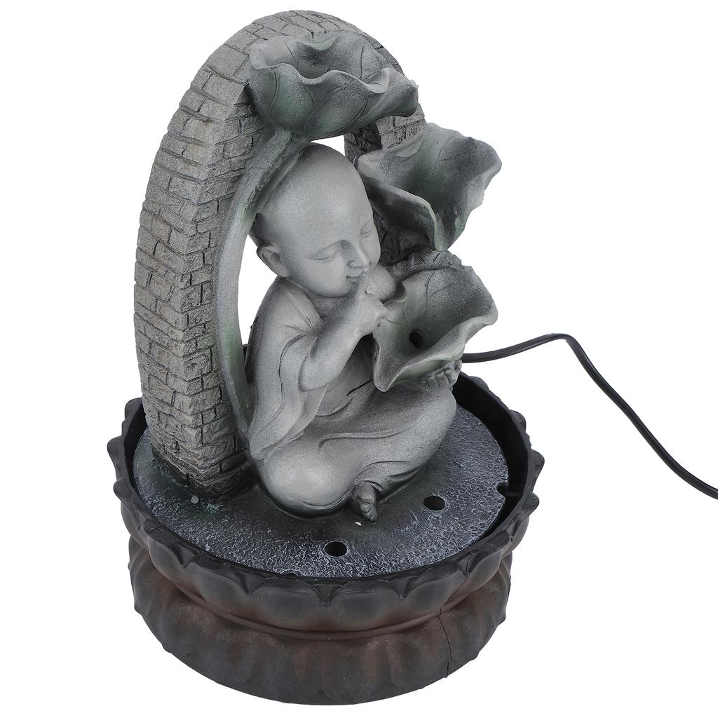 LED Resin Buddha Tabletop Waterfall Fountain Relaxing Indoor Decoration for Home OfficeUS Plug 110V