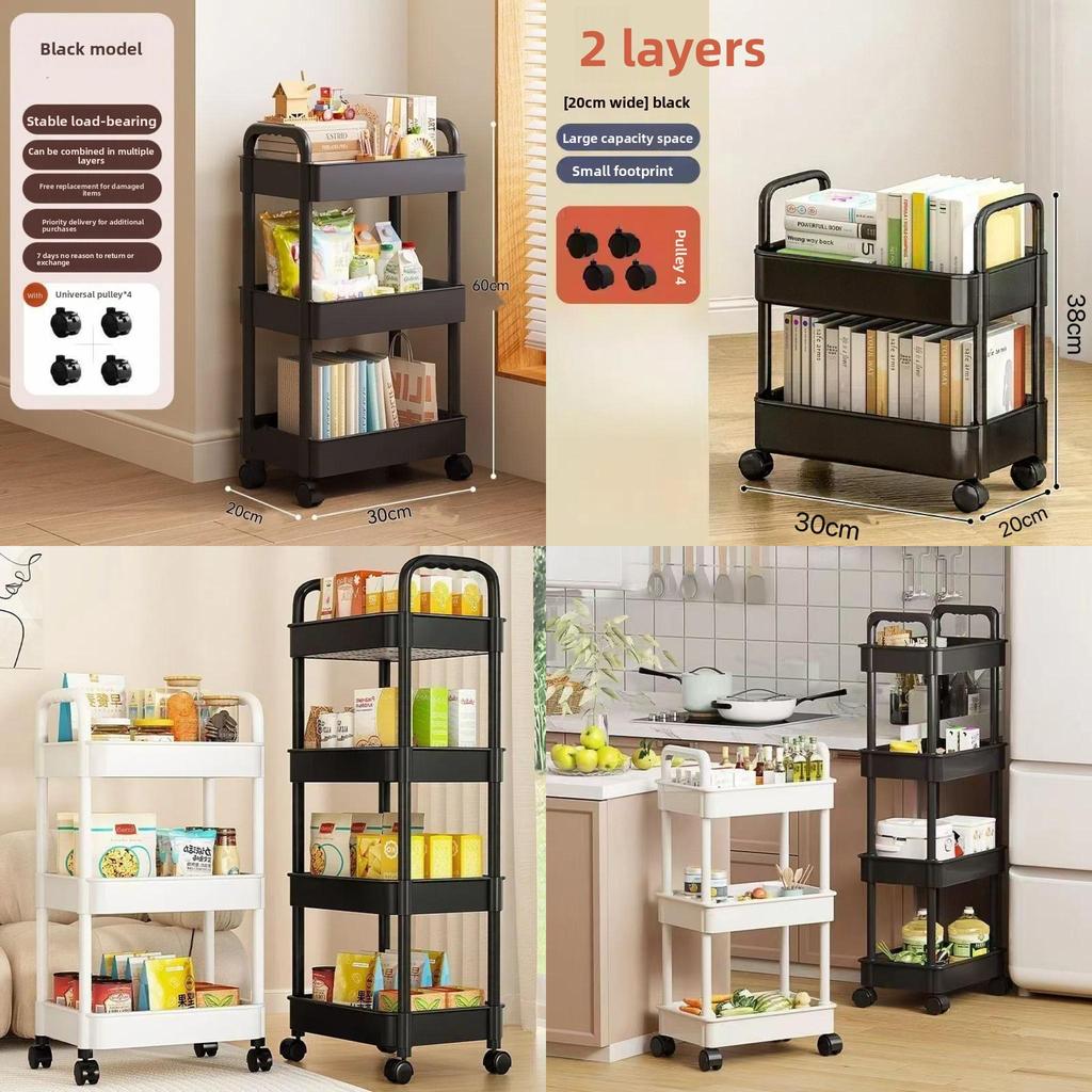 Mały wózek do przechowywania z składanymi, obrotowymi, mobilnymi półkami do organizacji kuchni i sypialni