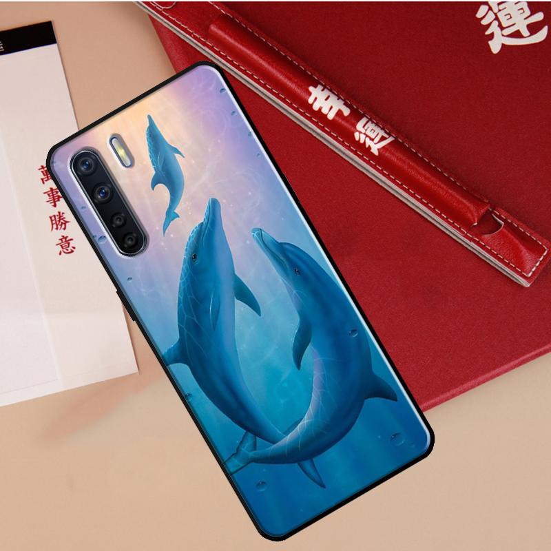 Ocean Dolphin Case For Oppo A40 A78 A54 A74 A94 A17 A57 A77 A76 A16 A96 A18 A60 A80 A38 A58 A98 A15 A5 Pro