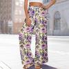 Női nyári boho palazzo nadrág magas derékkal, bő szárral, mintával, hétköznapi nadrág zsebekkel