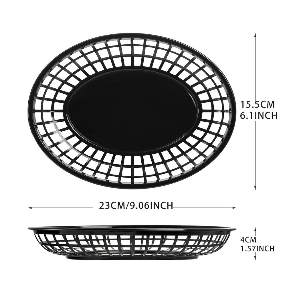 24 Oval Baskets Bread Frying Serving Trays Retro Storage for Restaurants Picnics