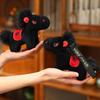 12Cm Cute Black Horse Plush Toy Doll Keychain Bag Pendant Charms Car Keyring Accessories For Women Couples Kawaii Gift