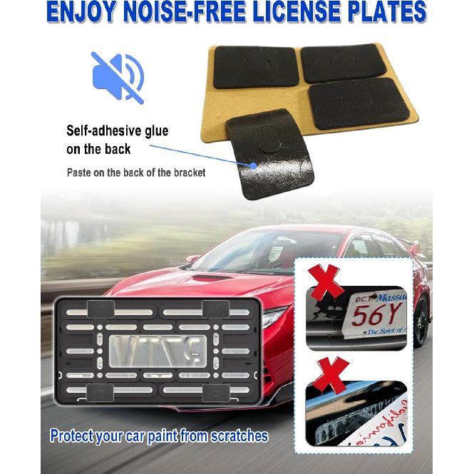 Front License Plate Holder Bracket – Universal Plastic Front Car Tag Mounting Frame With Copper Thread, With Anti-Theft Screws & Stainless Steel