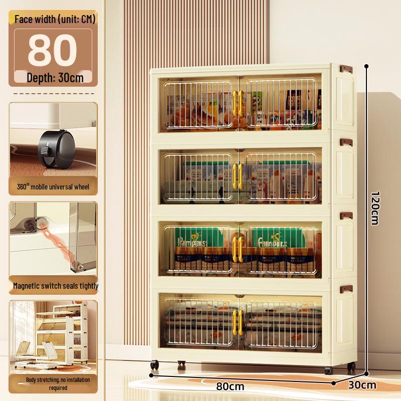 70-90cm No-Install Folding Storage Cabinet for Home, Living Room, Bedroom, Multi-layer Wardrobe, Sundries Organizer.