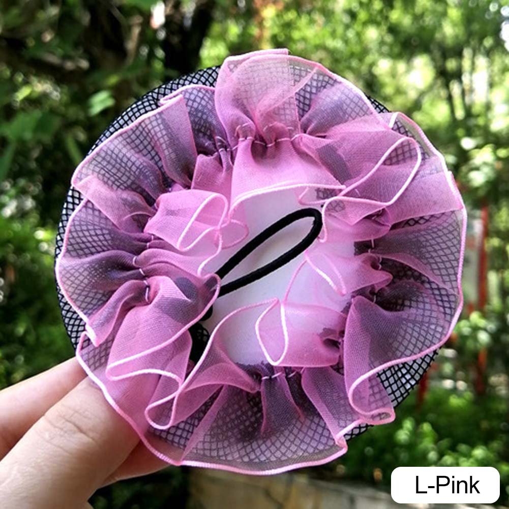 

Dot Girl Women Bun Cover Snood Hair Nets Latina Ballet Dance Skating Crochet Snoods Hair Accessories L розовый