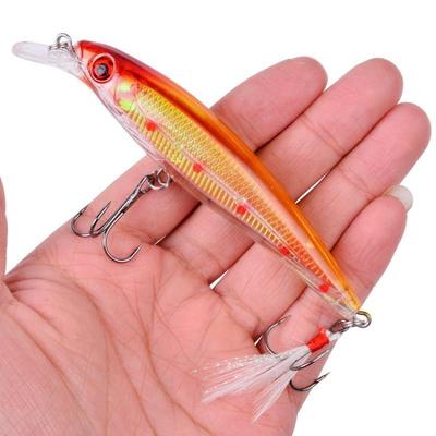 Lifelike Minnow Fishing Lures Sharp Treble Hooks Feather Tails For Freshwater Saltwater Bass Trout Fishing