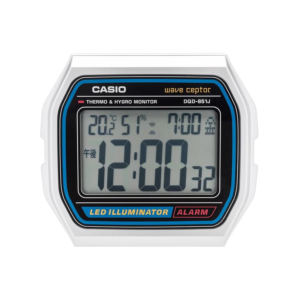 CASIO Alarm Clock Radio-controlled Temperature Humidity Display Date Day Week Electronic Sound Snooze Light Silver Model DQD-851J-8JF.