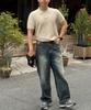 HERVINO Cable Collar Muscle Fit Short Sleeve Knit [Ivory]