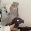 Winter Thickened Wool Mid-calf Socks, Heart-embroidered Pile Women's Socks, Double-needle Wool Socks