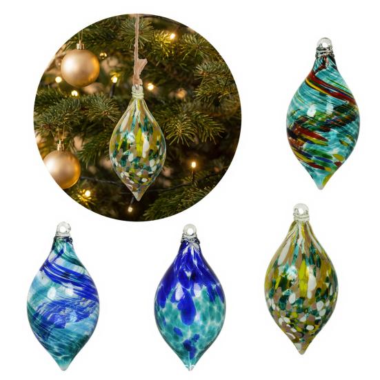 High Borosilicate Glass Spheres Hand Blown Ball Ornament, Colorful Christmas Hanging Decoration Handmade Ornaments for Tree, Window, Patio,