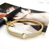 Round Zircon Bracelet: European and American Light Luxury Style, Versatile Half-Circle Design with Full Diamond Setting for Women.