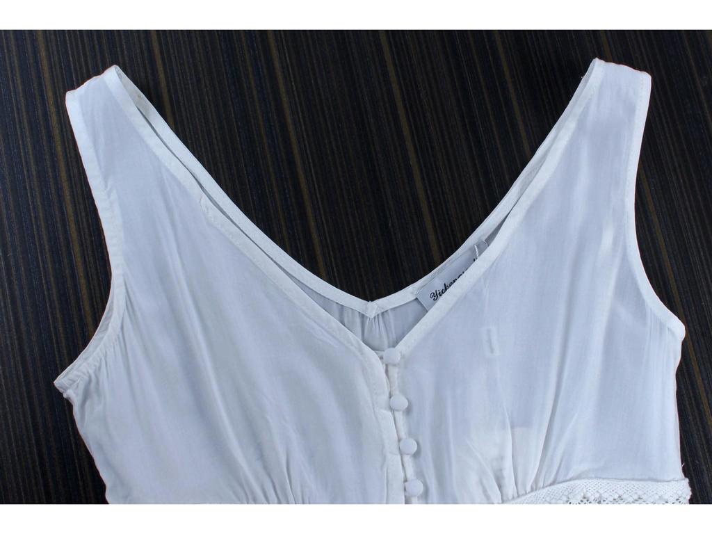 Forest Chic White Spaghetti Strap Dress - Gentle Fairy Long Vacation Dress Sanya Beach Style (f2105)