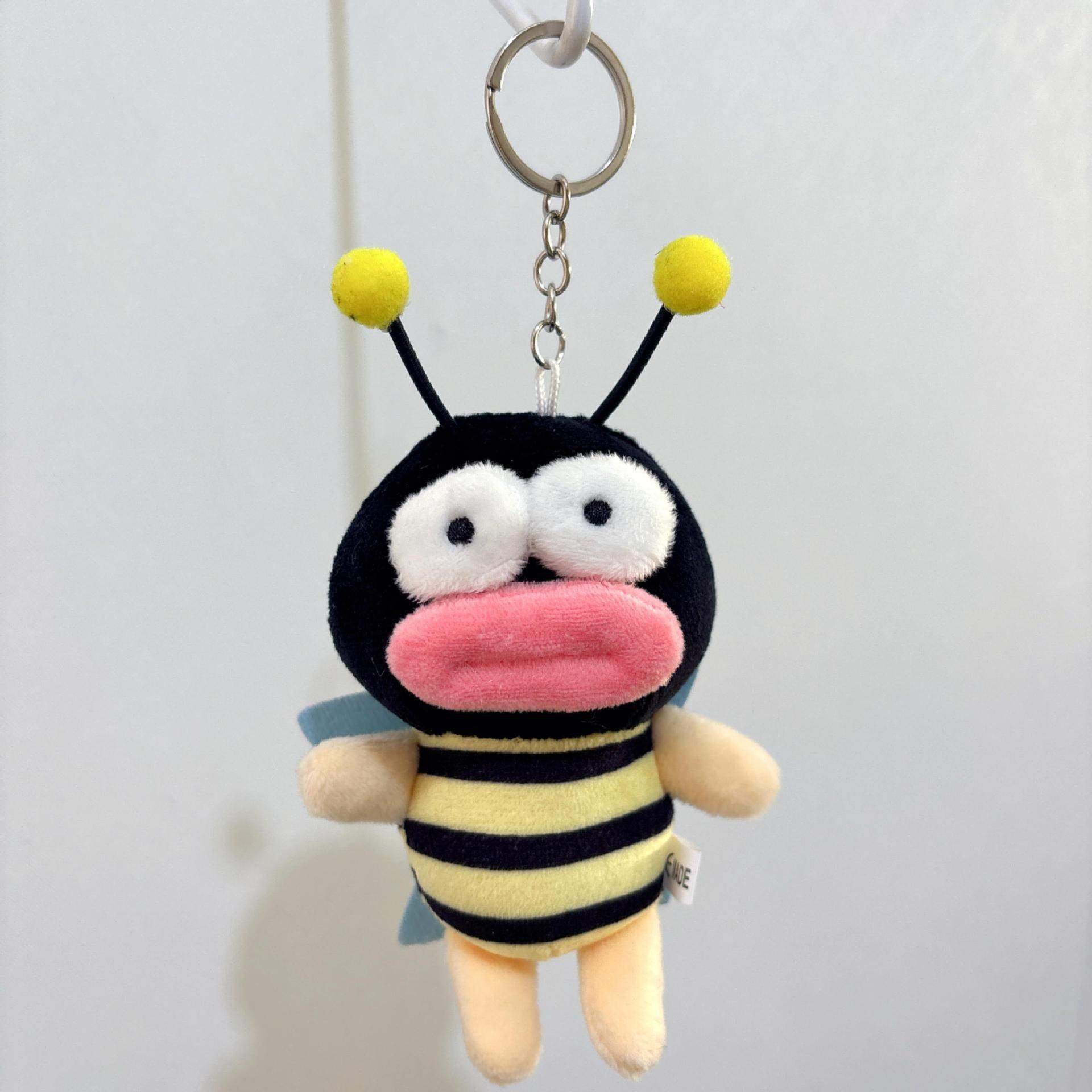 Creative And Cute Sausage Mouth Adorable Bee Pendant Cute And Funny Doll Backpack Doll Creative Keychain Small Pendant Gift Size - Height 10 cm