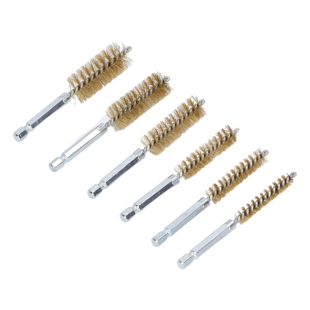 6PCS Bore Brush 4in Rust Proof Twisted Wire Cleaning Brush with 1/4in Hex Shank for Electric Drill Impact Driver