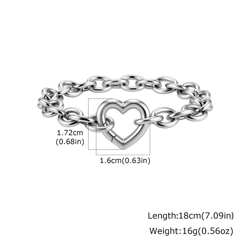 Stainless Steel Plated 18K Gold Round Cross Chain Heart Buckle Necklace, Women'S Jewelry Nc-