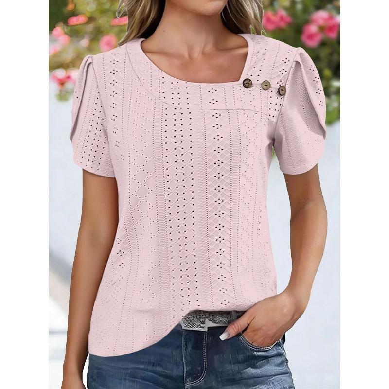 JPNTKY Women's Fashion Casual Short Sleeve Blouses & Shirts