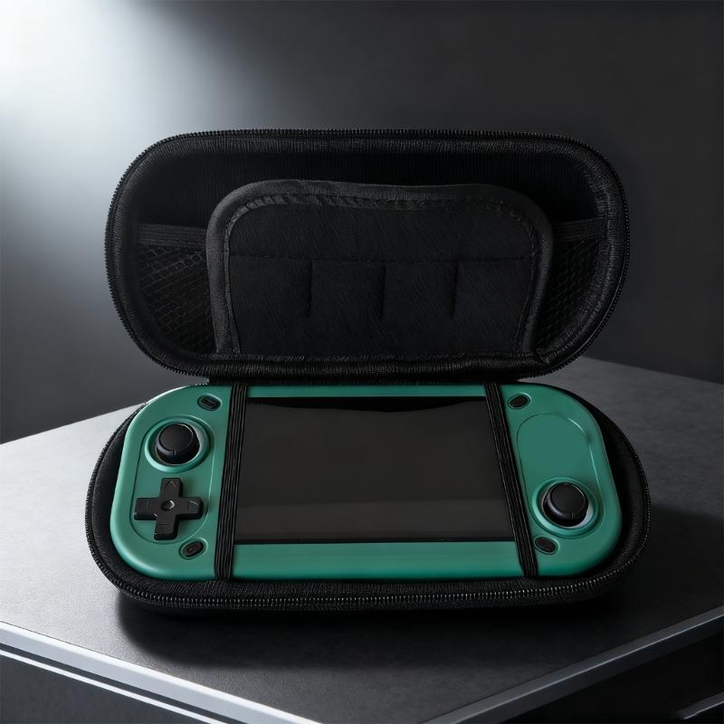 Protector Case Storage Box for R43S Scratchproof PU Leather Bag Handheld Game Console Carry Case with Mesh Pocket Black