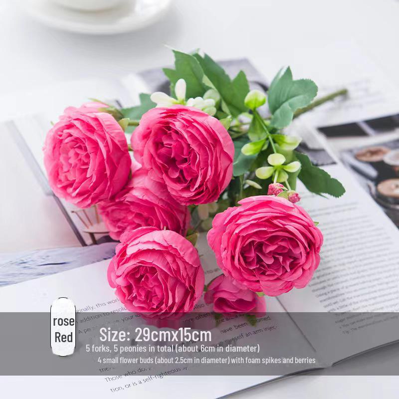 Artificial White Peony Bouquet Vase Decoration for Home or Wedding