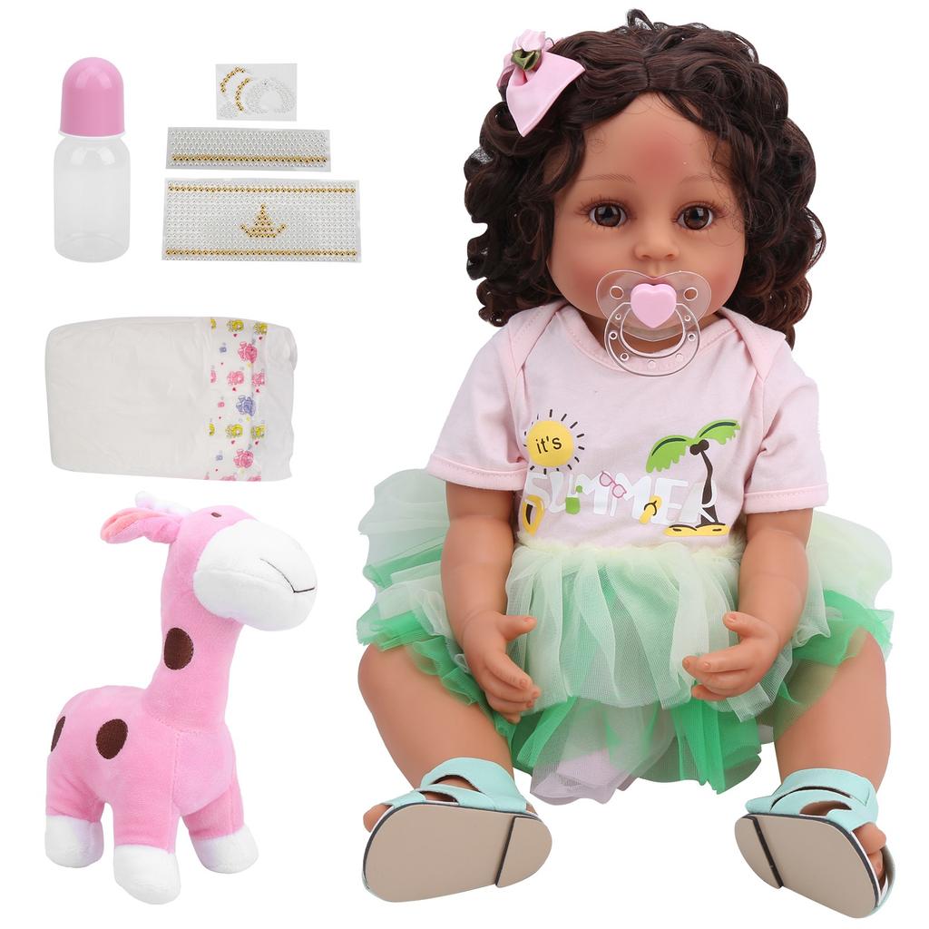 55CM Lalka Reborn Modna Lalka Dziewczynka Miękkie Kręcone Włosy Elastyczna Lalka Prezent dla Dzieci Zabawka