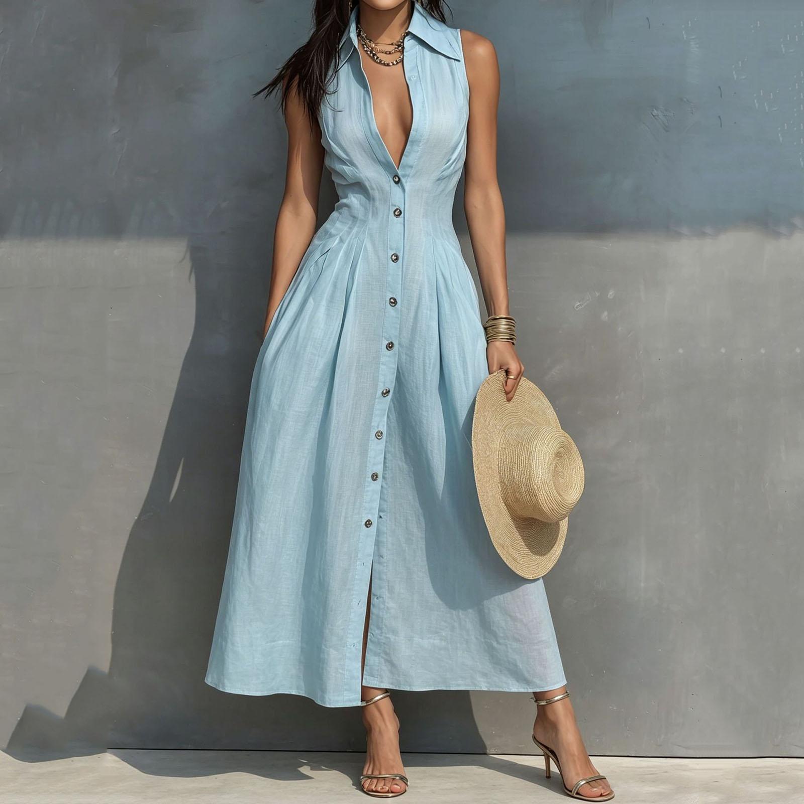 

Women s Loose-Fitting Casual A-Line Sleeveless Dress With An Elegant, Fashionable Silhouette S