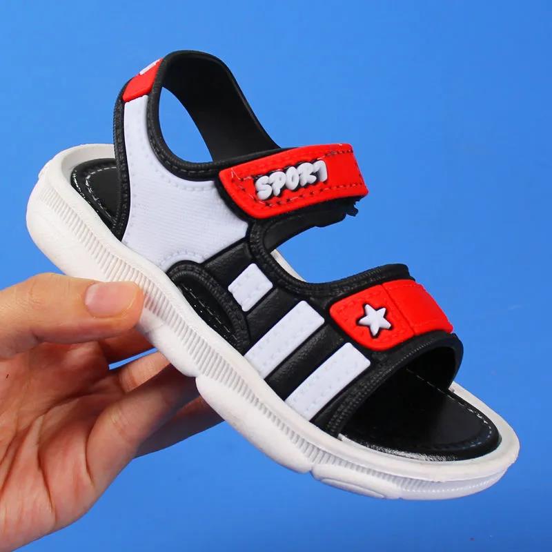 

Нескользящие повседневные легкие сандалии большого размера для мальчиков, детские летние сандалии, детские уличные сандалии на мягкой подошве на плоской подошве 21 красный