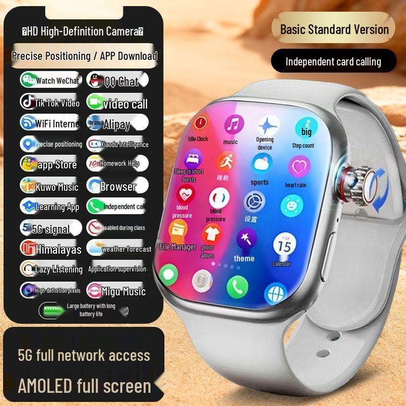 5G Dual System Smartwatch with Card Slot, Touchscreen & Rotating Camera