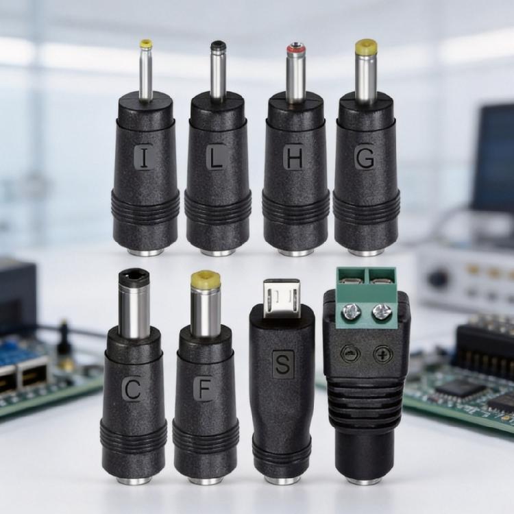 PVC Direct Current Power Adapter Connectors, DC5.5X2.1Mm Female Barrels Plug, DC4.0X1.7Mm,DC5.5X2.5Mm Size Tip Screw Terminal Connection