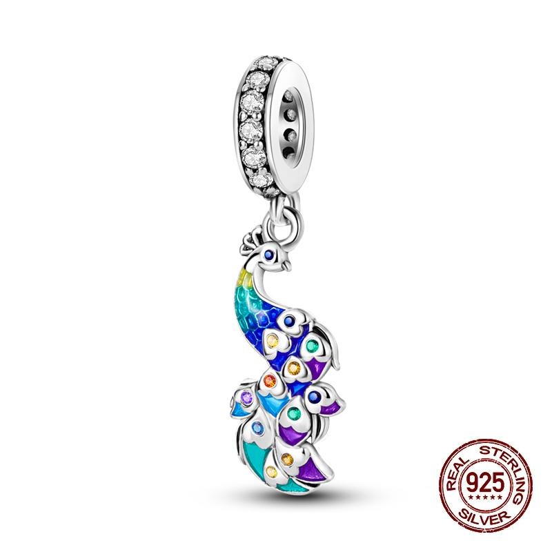 Spring New Copper Feather Flowers Parrot Bird Charm Bead Fits 3Mm Genuine Bracelet Beautiful DoItYourself Jewellery Gifts