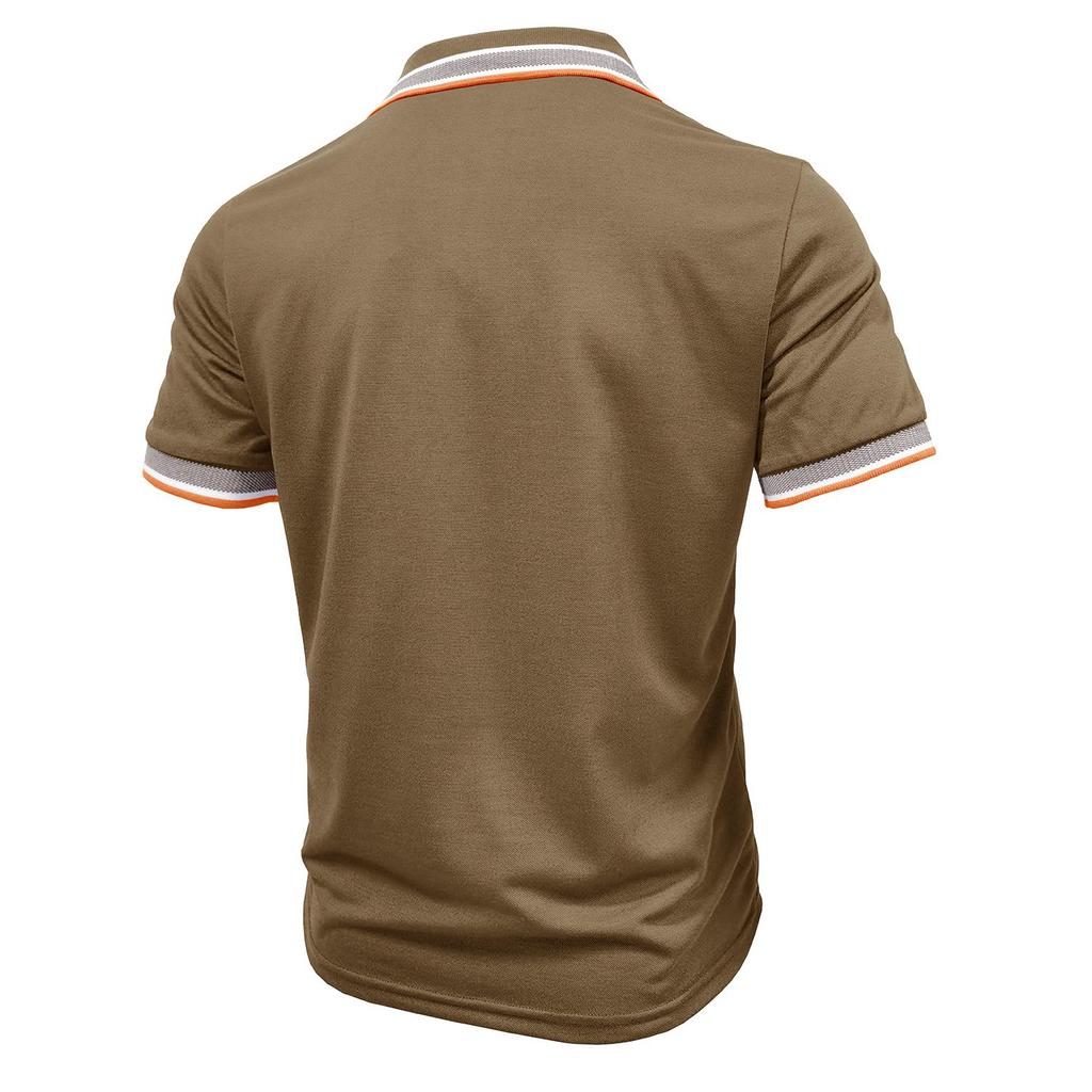 Men’s T-shirts Color Block Short Sleeves Polo Shirts Lapel Collar Tops Daily Casual Summer Menswear Tennis Golf Shirt