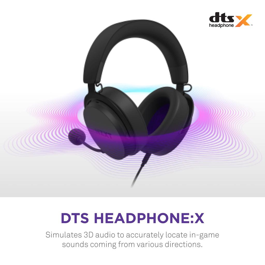 Cuffie da Gaming per PC Cablate NZXT Relay Audio Certificate Suono Surround DTS Design Leggero e Confortevole Microfono Staccabile Nero - AP-WCB40-B2 -