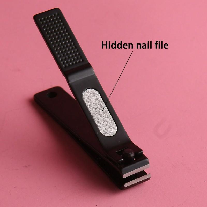 1pc Black Handle Straight Edge Nail Clipper For Trimming Finger And Toe Nails, Home And Travel Use,Nail Art Tools,Manicure Pedicure Tools